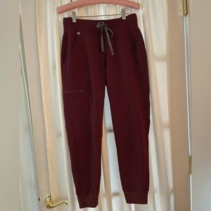 Figs dark red joggers